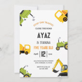 Construction Dump Truck Party Boy Birthday  Kaart (Voorkant)