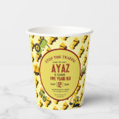 Construction Dump Truck Party Boy Birthday  Paper Papieren Bekers (Achterkant)