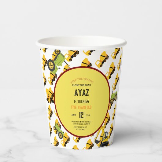 Construction Dump Truck Party Boy Birthday  Papieren Bekers (Achterkant)