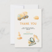 Construction Dump Truck Party Boy First Birthday Bedankkaart (Voorkant)