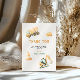 Construction Dump Truck Party Boy First Birthday Bedankkaart