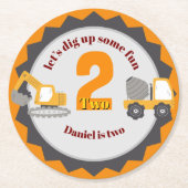 Construction Dump Truck Ronde Kartonnen Onderzetter (Voorkant)