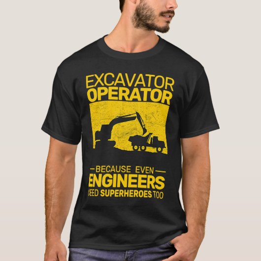 construction equipment men kids heavy equipment op t-shirt (Voorkant)