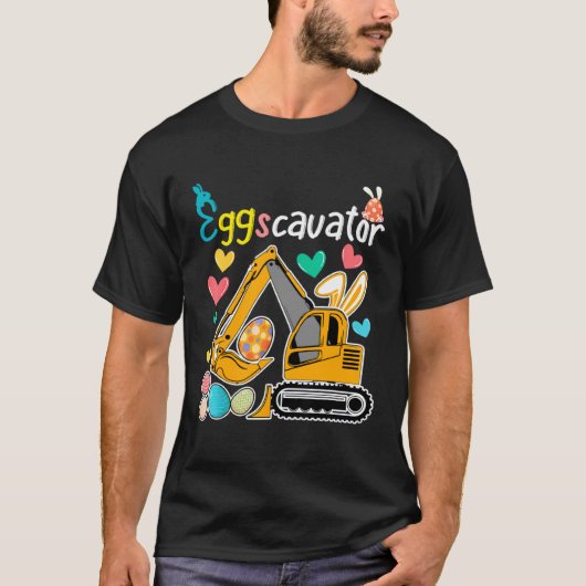 Construction Excavator Easter Day Egg Hunt for Boy T-shirt (Voorkant)