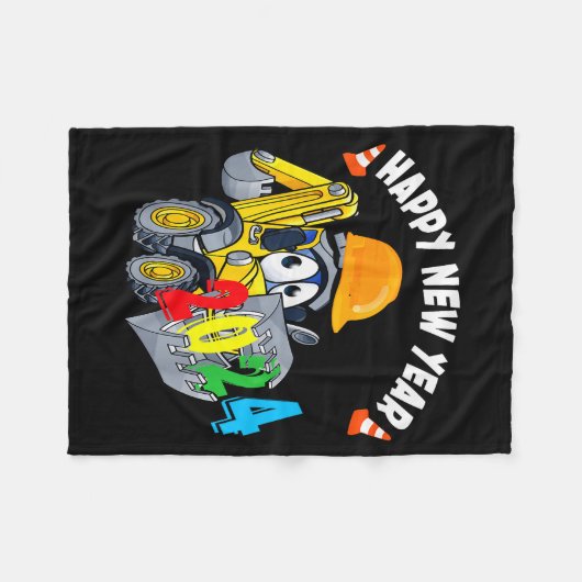 Construction Excavator Happy New Year 2024 For Boy Fleece Deken (Voorkant (Horizontaal))