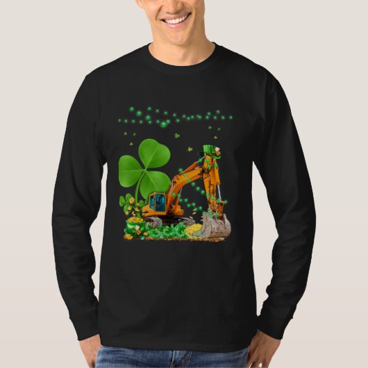 Construction Excavator St Patricks Day Boys Girls  T-shirt (Voorkant)
