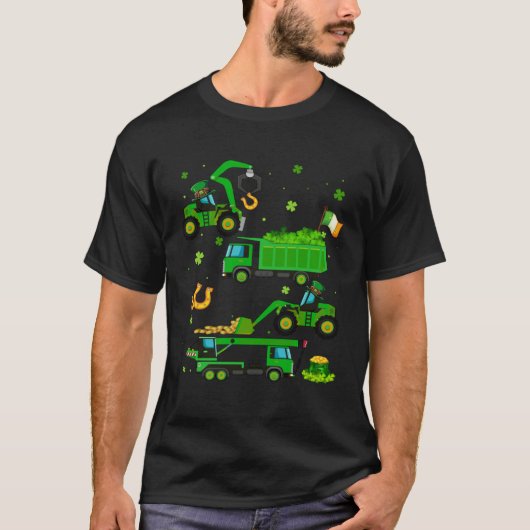 Construction Excavator St Patricks Day Boys Girls  T-shirt (Voorkant)
