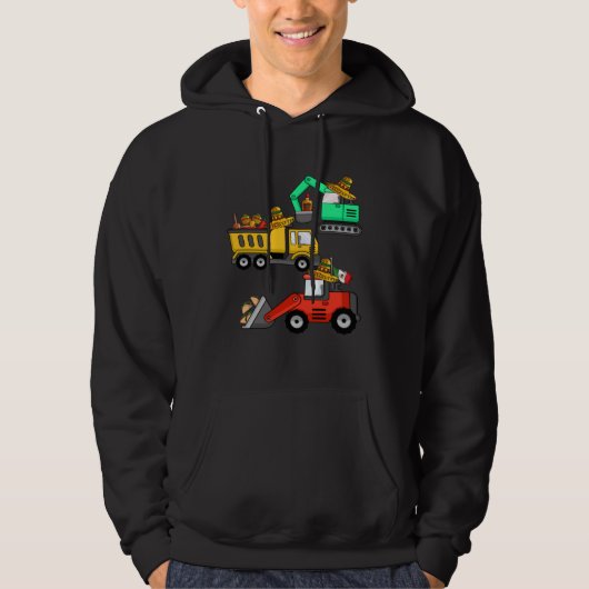 Construction Excavator Taco Mexican Crane Cinco De Hoodie (Voorkant)