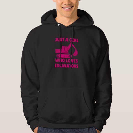 Construction Girl Excavator Truck Building Site He Hoodie (Voorkant)