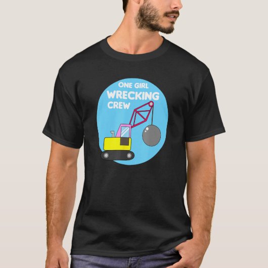 Construction Girl Excavator Truck Building Site T-shirt (Voorkant)
