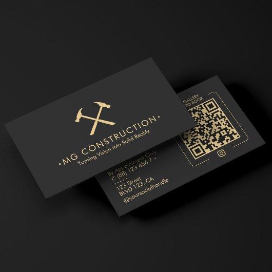Construction Hammer General Contractor Black Visitekaartje