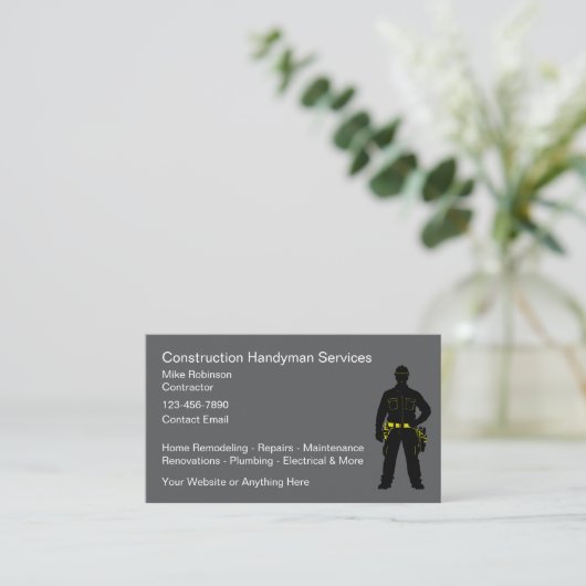Construction Handyman Contracting Visitekaartje (Staand voorkant)