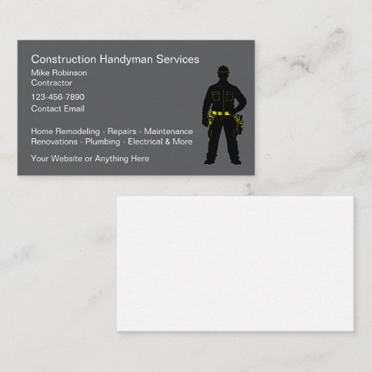 Construction Handyman Contracting Visitekaartje (Voorkant / Achterkant)