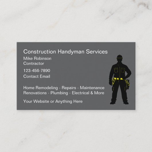 Construction Handyman Contracting Visitekaartje (Voorkant)
