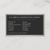 Construction Handyman Metal Black Gold  Visitekaartje (Achterkant)