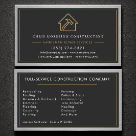 Construction Handyman Metal Black Gold  Visitekaartje