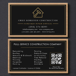 Construction & Handyman QR Code Wood Visitekaartje