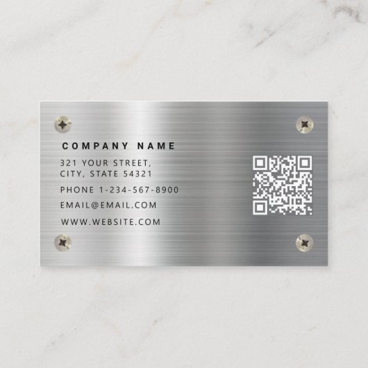 Construction Heavy Equipment Operator Metal Visitekaartje (Achterkant)