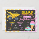 Construction & Ice Cream Joint Birthday Invitation Kaart (Voorkant)