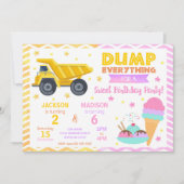 Construction & Ice Cream Joint Birthday Invitation Kaart (Voorkant)