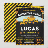 Construction Invitation for Birthday Party Zone Kaart (Voorkant / Achterkant)