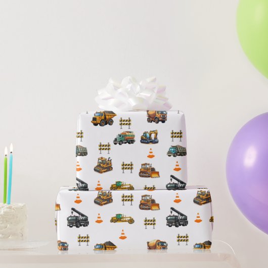 Construction machinery  cadeaupapier (Feestgeschenken)