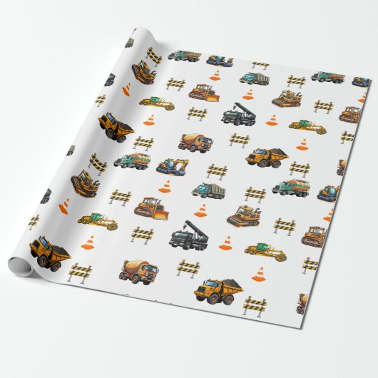 Construction machinery  cadeaupapier (Uitgerold)