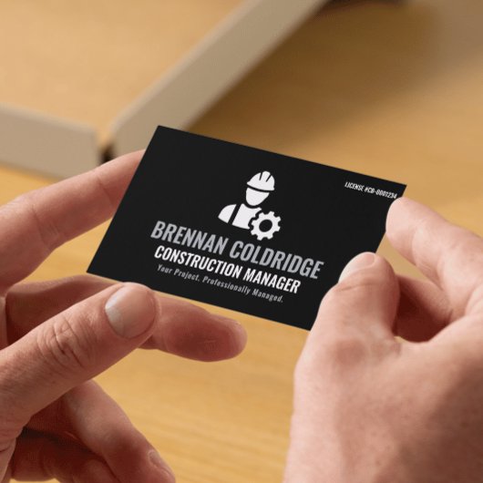 Construction Manager Minimalist Black & White Pro Visitekaartje