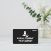 Construction Manager Modern Black and Grey Visitekaartje (Staand voorkant)