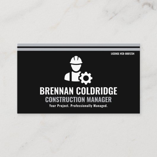 Construction Manager Modern Black & Silver Visitekaartje (Voorkant)
