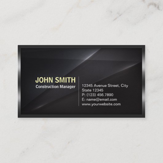 Construction Metal Framed Monogram Black Metal Visitekaartje (Achterkant)