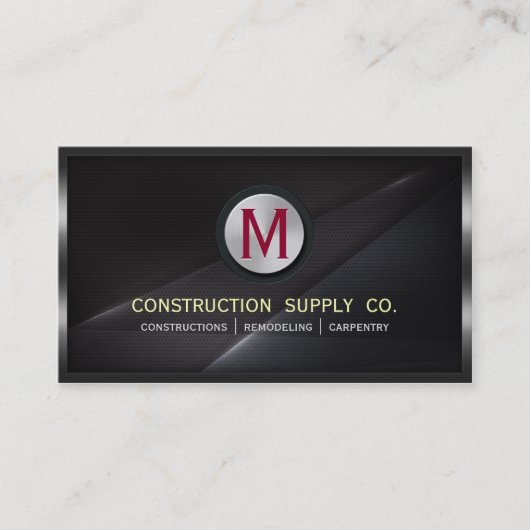 Construction Metal Framed Monogram Black Metal Visitekaartje (Voorkant)