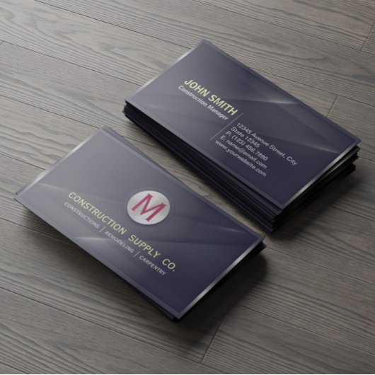 Construction Metal Framed Monogram Black Metal Visitekaartje