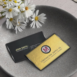 Construction Metal Framed Monogram Faux Gold Foil Visitekaartje