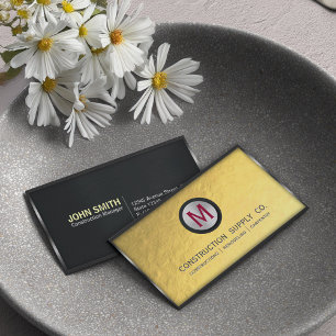 Construction Metal Framed Monogram Faux Gold Foil Visitekaartje