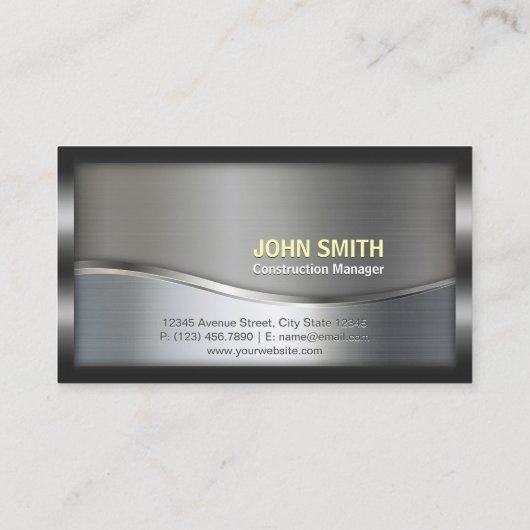 Construction Metal Framed Monogram Silver Metal Visitekaartje (Achterkant)