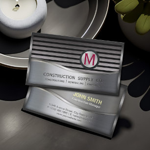 Construction Metal Framed Monogram Silver Metal Visitekaartje