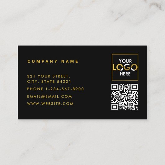 Construction Metal QR Code Black Metallic Gold Visitekaartje (Achterkant)