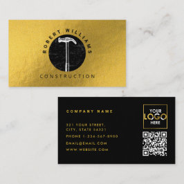 Construction Metal QR Code Black Metallic Gold Visitekaartje