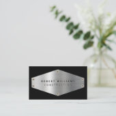 Construction Metal QR Code Black Metallic Silver Visitekaartje (Staand voorkant)