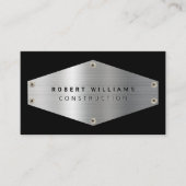 Construction Metal QR Code Black Metallic Silver Visitekaartje (Voorkant)