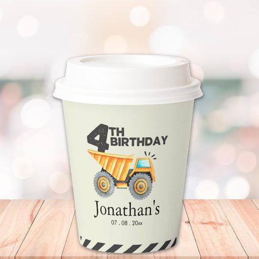 Construction Party Birthday Boy 4th Years Papieren Bekers