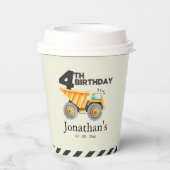 Construction Party Birthday Boy 4th Years Papieren Bekers (Achterkant)