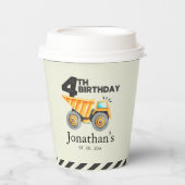 Construction Party Birthday Boy 4th Years Papieren Bekers (Voorkant)