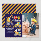 Construction Party for 4th Birthday Boy Kaart (Voorkant / Achterkant)