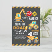 Construction Party for 4th Birthday Boy Kaart (Staand voorkant)