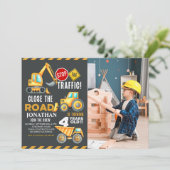 Construction Party for 4th Birthday Boy Kaart (Staand voorkant)