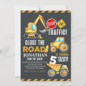 Construction Party for 5th Birthday Boy Kaart (Voorkant)