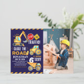 Construction Party for 6th Birthday Boy Kaart (Staand voorkant)