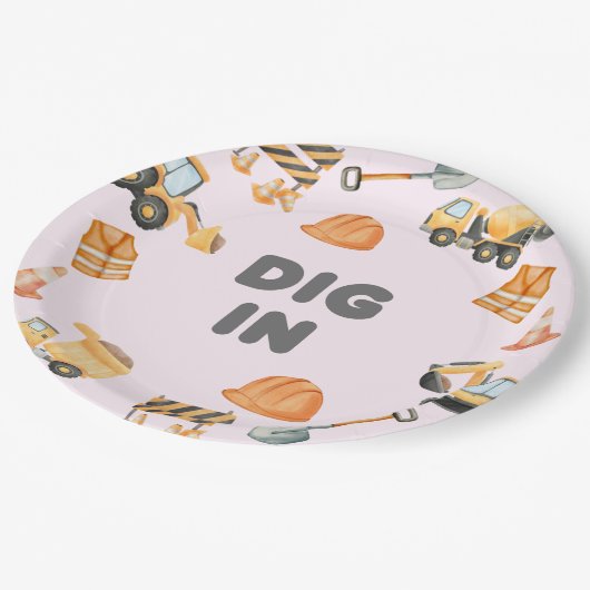 Construction Party Plates Papieren Bordje (Gekanteld)